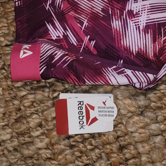 Brand New Reebok Sports Bra Purple Pink White Tank exercise fitness Bra NWT sz L - Picture 5 of 6